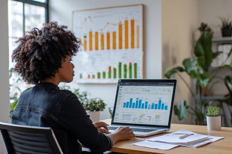 Black professional reviewing nonprofit data and impact metrics